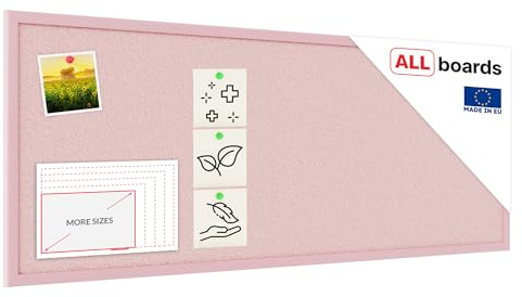 Tableau en liège rose 100×40 cm cadre en bois laqué ROSE, Tableau d'Affichage Liège, Tableau pour Épingles