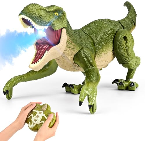 Euakee Ferngesteuerter Dino Geschenk für Kinder, RC T-rex Dinosaurier Spielzeug Elektrischer Prähistorische Kreaturen, Weihnachts- und Geburtstagsgeschenke für Jungen im Alter von 3-15 Jahren (Grün)