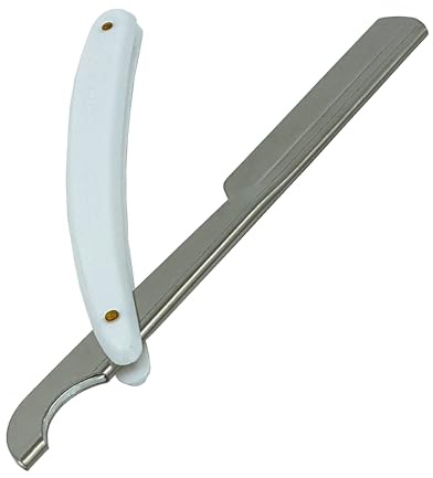 Ali Biyikli Turkish Barber Style Cut Throat Straight Razor, 22cm, Dark Blue - Traditional Folding Turkish Razors, Best Razors for Precision (White)