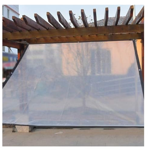 UHEKC Transparente Outdoor PVC Vorhänge, Plane Trennvorhang, Abdeckplane Trennvorhang, Abdeckplane Gartenmöbel, Pavillon Seitenwände Transparent(18.37x8.2ft/5.6x2.5m)