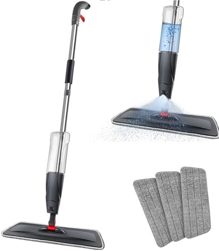 Sprühwischer,Bodenwischer mit Sprühfunktion, 700ml Wassertank, Wischmopp mit 3 Waschbaren Mikrofaser Pads, 360° Rotierender Wischer Boden Nasswischer Wischmopp mit Sprühfunktion für die Bodenreinigung
