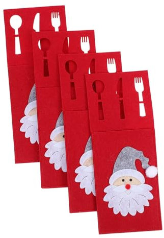 GRADENEVE 4stücke Weihnachts Bestecktaschen Besteck Halter Geschirr Tasche Gabeltasche Für Tischdeko Weihnachtsfeiern