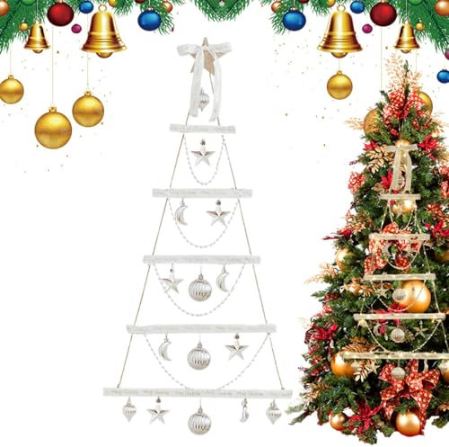 Árbol de Navidad de madera brillante montado en la pared, árbol de Navidad montado en la pared, guirnalda de árbol de Navidad brillante montado en la pared, árbol de Navidad cálido