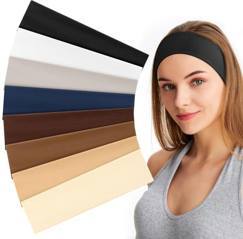 Tumurup Stirnband Damen Sport 8 Stück Haarband Damen 6cm Haarbänder Herren Elastisch Headband Sommer Schweiß Weich Antirutsch Hairband Mode-Accessoires für Kosmetik Workout Yoga Laufen Fitness Gym