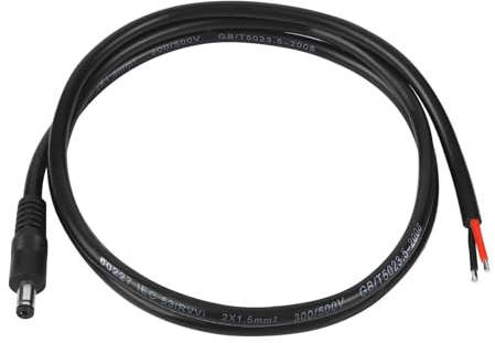 DC5521 Power Pigtails Cable 3FT DC 5.5mm x 2.1mm Male Plug to Bare Wire Open End Power Wire Supply Repair Cable for CCTV,Camera,DVR,LED Strip Light,Camper, Speaker, EcoFlow and more