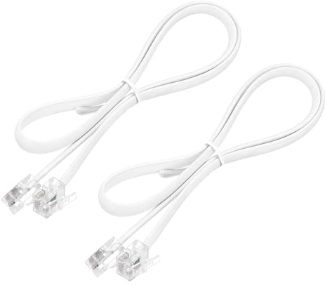 sourcing map Confezione da 2 cavi telefonici da 0,5 m, RJ12 6P6C, da maschio a maschio, dritto, per casa, ufficio, bianco