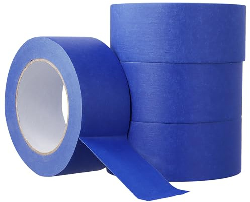 CHUENKUK 4 Rollen Malerkrepp Blau, 48mm x 50m Kreppband, Malerband Maler Klebeband Abdeckband für Malerarbeiten, Basteln und DIY-Projekte
