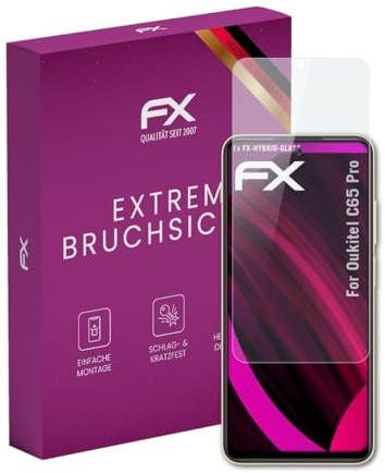atFoliX Protection Écran Film de verre en plastique compatible avec Oukitel C65 Pro Verre film protecteur, 9H Hybrid-Glass FX Protection Écran en Verre trempé de plastique