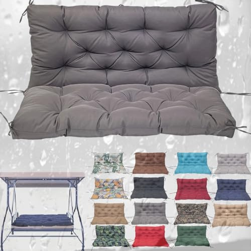 SDNAM Swing Cushion Replacement with Backrest,Outdoor Porch Waterproof Bench Cushion with Ties 2-3 Seater Washable Bench Cushions for Outdoor Patio Porch Swing Cushions(@2,120X100CM/47X39IN)