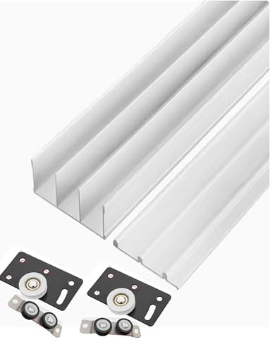Binario e scorrevole a 3 binari, ferramenta per porte scorrevoli per armadi, Programma senza scanalatura, kit per porte guardaroba (130 cm/51 p