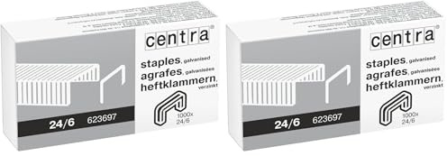 Centra Heftklammern 24/6 mm, verzinkt, 1.000 Stück (Packung mit 2)