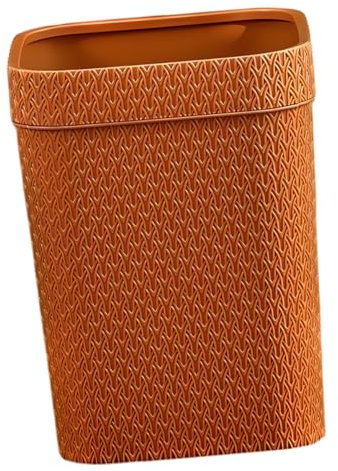 Healifty Poubelle Tressée Imitation Rotin Sans Couvercle, Poubelle De Bureau Légère Orange, Corbeille à Papier En Plastique Solide, Design Open Top Pour Maison, La Cuisine Et Bureau