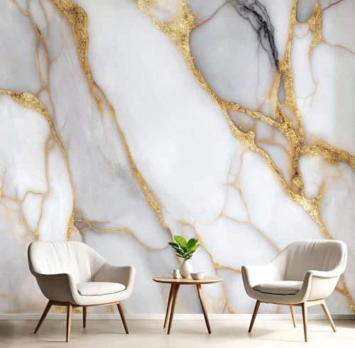DLERFLOVR Papel Tapiz Fotográfico Patrón De Mármol 350x250cm Fondo De Pantalla XXL Superficie De Piedra Papel Pintado Decoración De Pared para Sala Cuarto Oficina Salón, Gris Claro