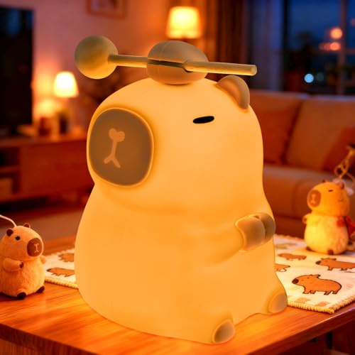 PQETBV Luce Notturna Bambini, Luce Notturna a Forma di Capybara, Lucetta Regolabile con Timer, Lampada Capibara a LED per Bambini, Lampada in Silicone Cameretta Bambina Regalo