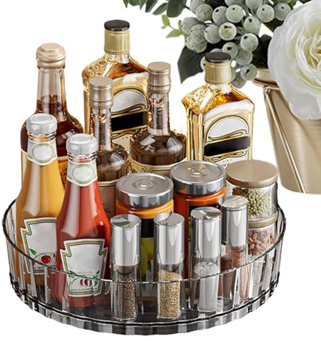 Carosello rotante per condimenti - Centrifuga per spezie regolabile, supporto rotondo per erbe, vassoio contenitore girevole | Dispensa di facile accesso, resistente supporto da banco, organizer girev