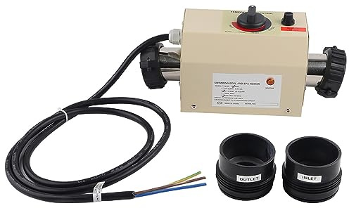 3KW Stainless Steel Water Heater Thermostat for Swimming Pools and Spa Bathtubs Compact Design Easy Installation Mechanical Temperature Control 340x122x125mm (EU Style)
