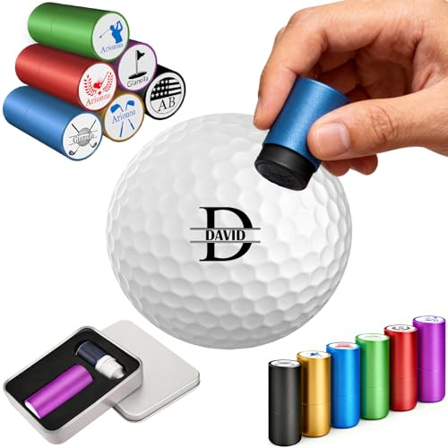 Amlion Personalisierter Golfball-Stempel, personalisierbar, selbstfärbender Stempel, Golfball-Marker mit Monogramm-Namen-Logo, Initiale, maßgeschneidert, langlebig, Golfballzubehör, Geschenke für