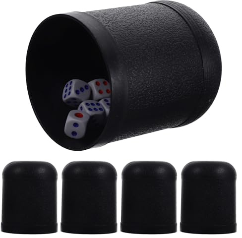 SKISUNO Lot de 5 Sets de Sets de Gobelets à Dés Noirs en Plastique Légers et Portables pour Jeux de Société en Famille ou Soirées Entre Amis Plusieurs Styles