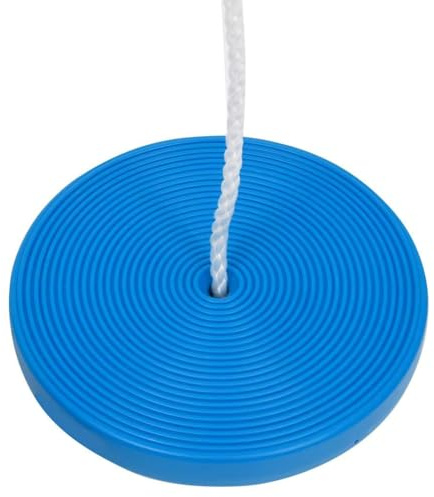 QUAHEAS Columpio de platos de 200 cm, material de polietileno azul, resistente a la intemperie, con cuerda ajustable, para niños y adultos, jardín, exterior, parque infantil, ocio, diversión