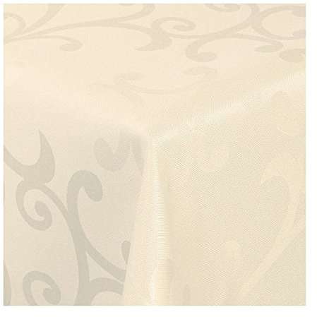 Damast Tischdecke Maßanfertigung im Milano-Design in Champagner 140x350 cm eckig,weitere Längen und Farben wählbar