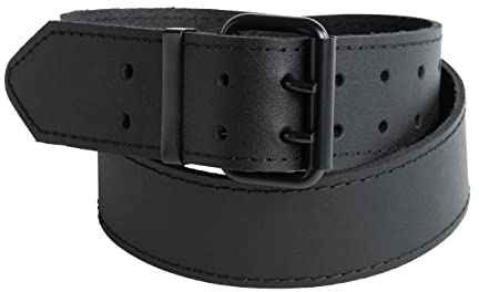 kwb 908830 Cintura in cuoio robusto, fibbia a doppia barra, in nero, 115 cm, con cuciture bianche, per borse per attrezzi, jeans ecc.