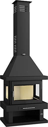 FM Chimenea metálica de leña Frontal 3 Caras