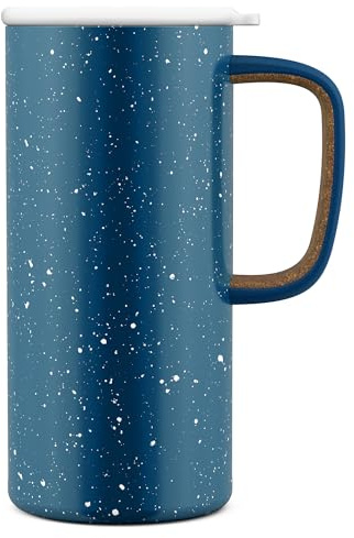 Ello Campy Vacuum Insulated Travel Mug with Leak-Proof Slider Lid and Comfy Carry Handle, Perfect for Coffee or Tea, BPA Free, Avalon Sea, 18oz