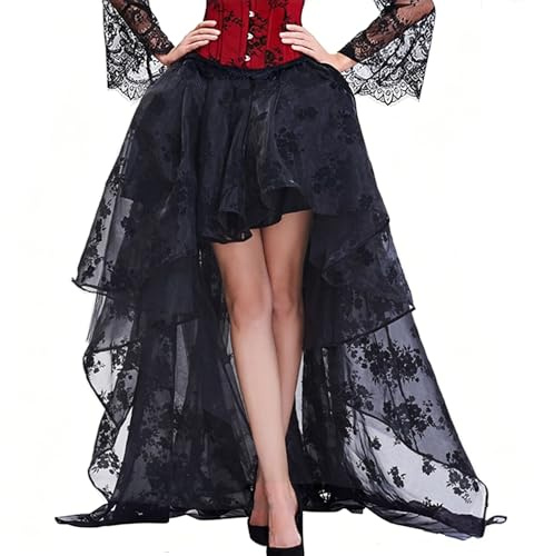 Zooma Falda Asimétrica para Mujer Vintage con Volante Gitana Estilo Gótico Irregular