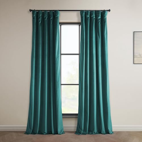 HPD Half Price Drapes VPYC-P Heritage-Tende in Velluto Felpato, Lunghe 248 cm, oscuranti, per Camera da Letto e Soggiorno, 127 x 238 cm, 1 Pannello, Colore: Foglia di tè, W 50 x L 96 (1 Panels)