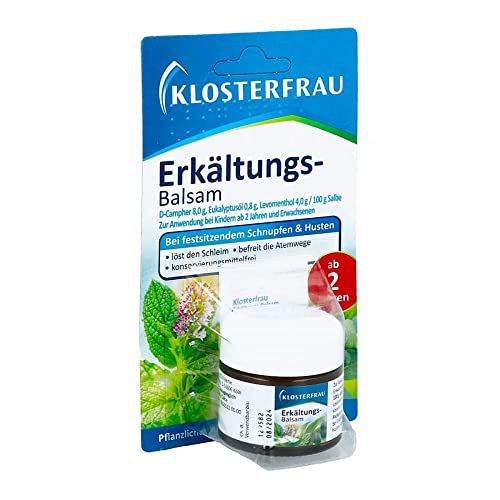 Klosterfrau Erkältungs-Balsam | 20g | Bei festsitzendem Schnupfen & Husten | Mit Eukalyptusöl, Levomenthol, D-Campher