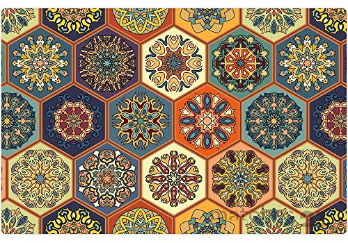 Tischsets 4er als abwaschbare Tischdeko - Platzsets Moderne Mosaik Kacheln bunt als Tischuntersetzer in 43 cm - Platzdeckchen als Tischunterlage für Esstisch Wohnzimmer Tisch