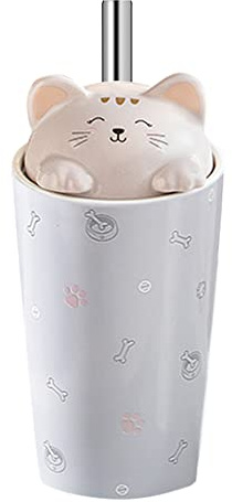 Katzen Kaffeetasse mit Deckel, Keramik Trinkbecher mit 3D Katzendeckel, wiederverwendbare hohe Tasse für Tee Milch Tea Kaffee für Camping Reisen Büro Weihnachtsbecher Geschenke für Frauen 480 ML