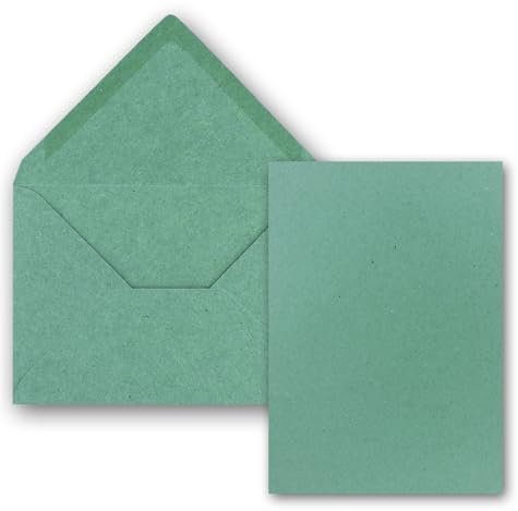 FarbenFroh by GUSTAV NEUSER 25x Einzelkarten Set Kraftpapier mit Briefumschlägen DIN A6 / C6 in Eukalyptus Grün - 14,8 x 10,5 cm - ohne Falz
