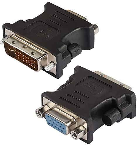 GELRHONR Adaptateur DVI vers VGA, DVI-I 24+5 Mâle vers VGA Femelle Convertisseur 1080P Full HD pour Ordinateur, Ordinateur Portable, Carte Graphique, Projecteur (Pas DVI-D 24+1) - Noir 2PCS