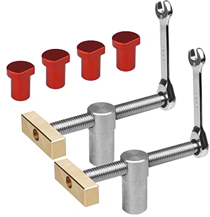 YWNYT Table Workbench Auxiliary Tool with 4pcs Bench Dogs, Desktop Fast Fixed Clip Clamp Brass Fixture Vise, DIY Positioning Bench Baffle Plate (20mm,Red)