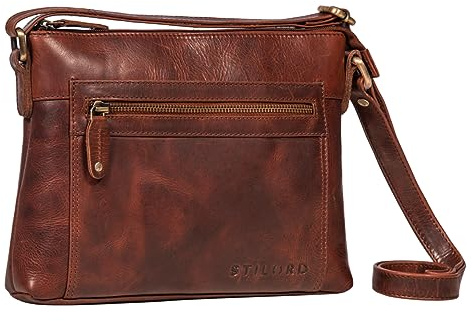 STILORD Wanda Leder Handtasche Damen Klein Umhängetasche für Frauen Elegante Schultertasche für Shopping Freizeit Vintage Crossbody Bag Echtleder Farbe:Porto - Cognac