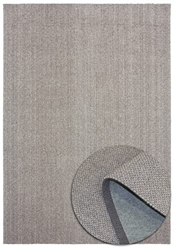 Handweb-Look Teppich - Weich - Skandinavischem Design - Wolle und Polyester - Wohnzimmer Schlafzimmer Esszimmer - Flur - Hellgrau - 120cm x 170cm