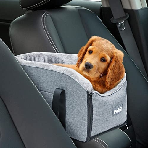 Supatmul Siège d'auto pour Chien à Console Centrale pour Petits Compagnie, Rehausseurs et Sièges Autos pour Chiens, Siège d'auto pour Chiot pour Petits Chiens 0 à 13 LB avec bandoulière réglable