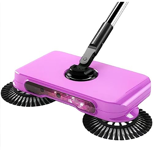 ERICAT Spazzatrice Pigra, Spazzatrice per Pavimenti a Spinta Manuale con Luci di Ricerca, Bassa Rumorosità E Non Elettrica, Spazzatrice Rotante a 180 ° per La Pulizia di Tappeti per L'home Office