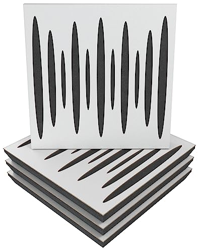 Pack de 4 paneles acústicos absorbentes/difusores | 50 x 50 x 5 cm | Absorción - Difusión - Reflexión - Insonorización | Madera laminada perforada: [ x4 PULSAR | Blanco]