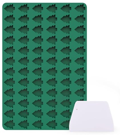 Molde de silicona para galletas para perros, 72 rejillas, con formas de árbol de Navidad, para hacer golosinas para perros, chocolate, galletas, dulces, Navidad, sin BPA, árbol de Navidad verde