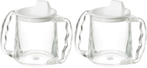 Homecraft Caring Two Handle Easy Grip Mug - Spill Resistant Portable Travel With Spout Opening for Children, Elderly and Disabled Users, Small Spout, 300ml (Pack of 2)