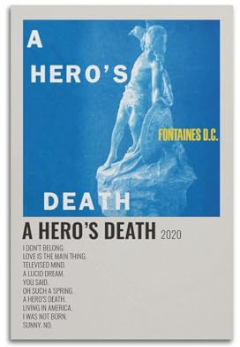 klouds Fontaines D.C Album A Hero's Death Poster décoratif sur toile pour chambre à coucher, salon moderne et esthétique, 20 x 30 cm, sans cadre