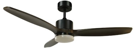 wonderlamp - Ventilatore da soffitto LED Nare Nero+Legno 22W con telecomando e memoria di accensione