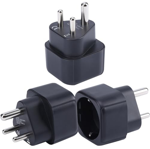 Europa zu Indien Stecker Adapter, EU Schuko Stecker Fit zu Indien Buchse, Europa/Deutschland/Französisch Typ C/E/F Stecker zum Typ D Reise Stecker Konverter (3 Stück)