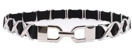 QUEEN HELENA Cinta Elastica Chiusura a Gancio Cintura Fina Casual Elegante Donna CI022-15 (Nero)