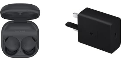 Samsung Galaxy Buds2 Pro Wireless Earphones, 2 Year Extended Manufacturer Warranty, Graphite (UK Version) & Galaxy Official 45W Super Fast Charger 2.0 (with USB-C to C Data Cable), Black