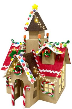 Andux Pappe Tiere DIY Spielzeug Pappe Spielhaus Färbung Haus und Handwerk Aktivität für Kinder Falten leicht für die Lagerung TYZB-02 (Weihnachtshaus)