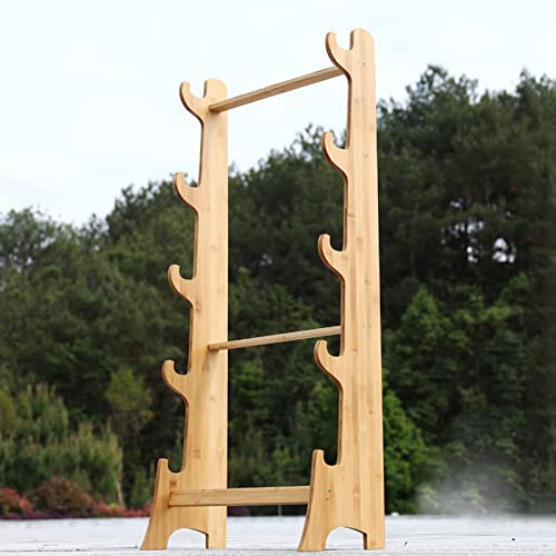 Miuxe Mehrschichtiger Schwertständer, Bodenstehender Katana-Halter Aus Holz, Vertikale Präsentationsständer, Schwertständer, Flötenständer, Angelruten-Lichtschwertständer Für Katana Samurai-Schwerter