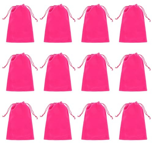 PATIKIL Presentväska, dragskoväska smyckepåse presentförpackningsväska för bröllop gynnar fest födelsedag festivaler, Rosenröd, 4 x 6, Myntpåse